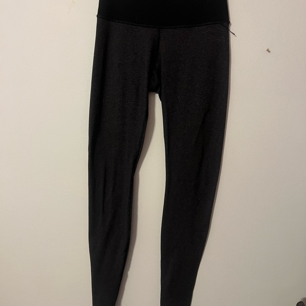 Lululemon Athletica Black Striped Leggings High Waist Full-Length